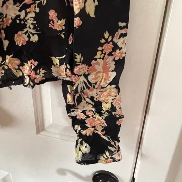 New Free People Hilary Printed Top Black Combo Size Medium - Picture 2 of 15